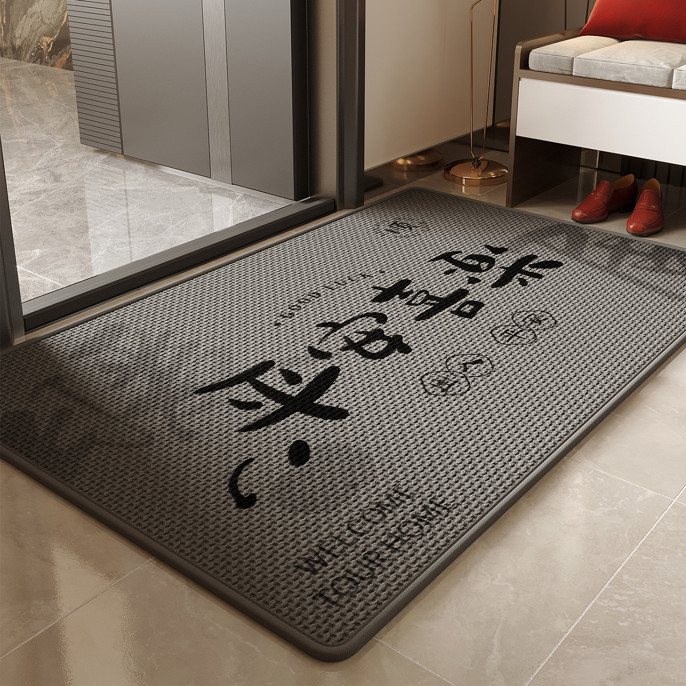 2026 nueva alfombra de puerta roja de alto nivel alfombra de puerta alfombra de pie sin lavado se puede personalizar alfombra de tejido