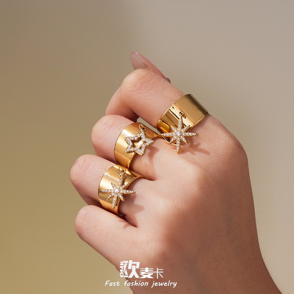 ring with stone stainless steel with zircon