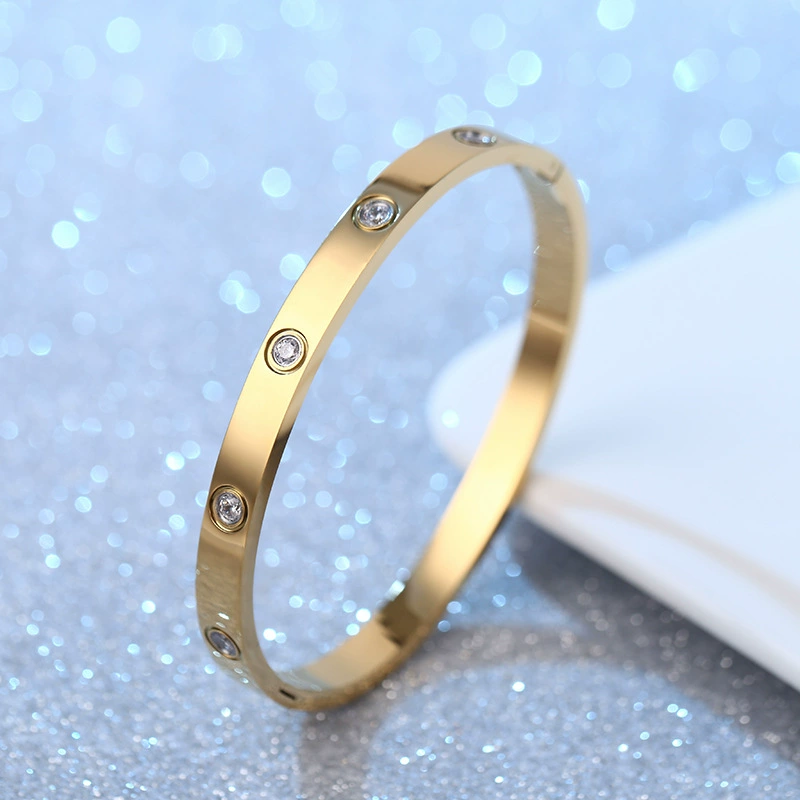 Браслет из нержавеющей стали с покрытием розовым 18K, европейский стиль, индивидуальная модная аксессуара