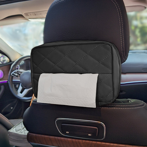 Car tissue box hanging armrest box women's new leather tissue box high-end tissue bag car fashion interior