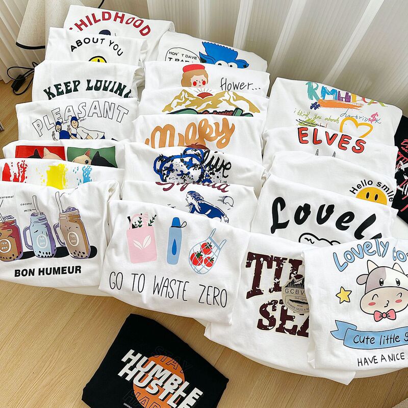 2024 New Round Neck Shoulder Short-sleeved T-shirt Women's All-match Casual Korean Style Summer Half-sleeved T-shirt Loose Top T-shirt