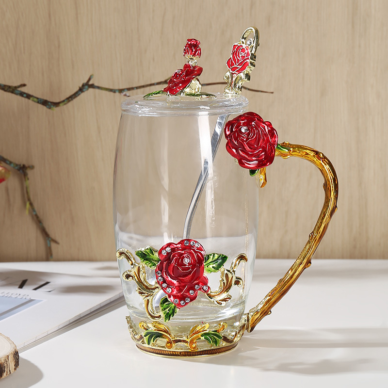 Hitzebeständige Glastasse Mit Floralem Emaille-design_voghion.com