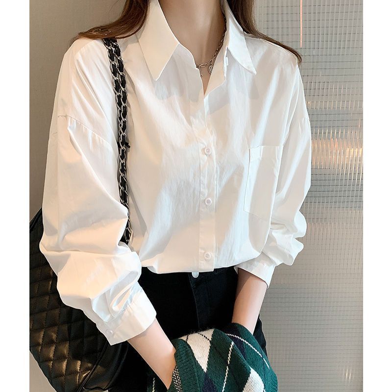 Pure Cotton Elegant White Shirt for Women, 2026 New Design, Casual Base Shirt, Long-Sleeve Layering Shirt Pure Cotton Elegant White Shirt for Women, 2026 New Design, Casual Base Shirt, Long-Sleeve Layering Shirt