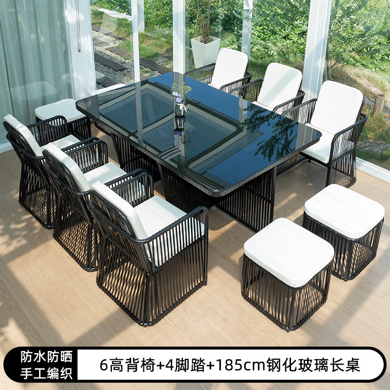 Al Aire Libre mesa y silla patio ocio ratán mesa y silla combinación terraza jardín al aire libre Mesa de té Muebles silla impermeable Protección solar