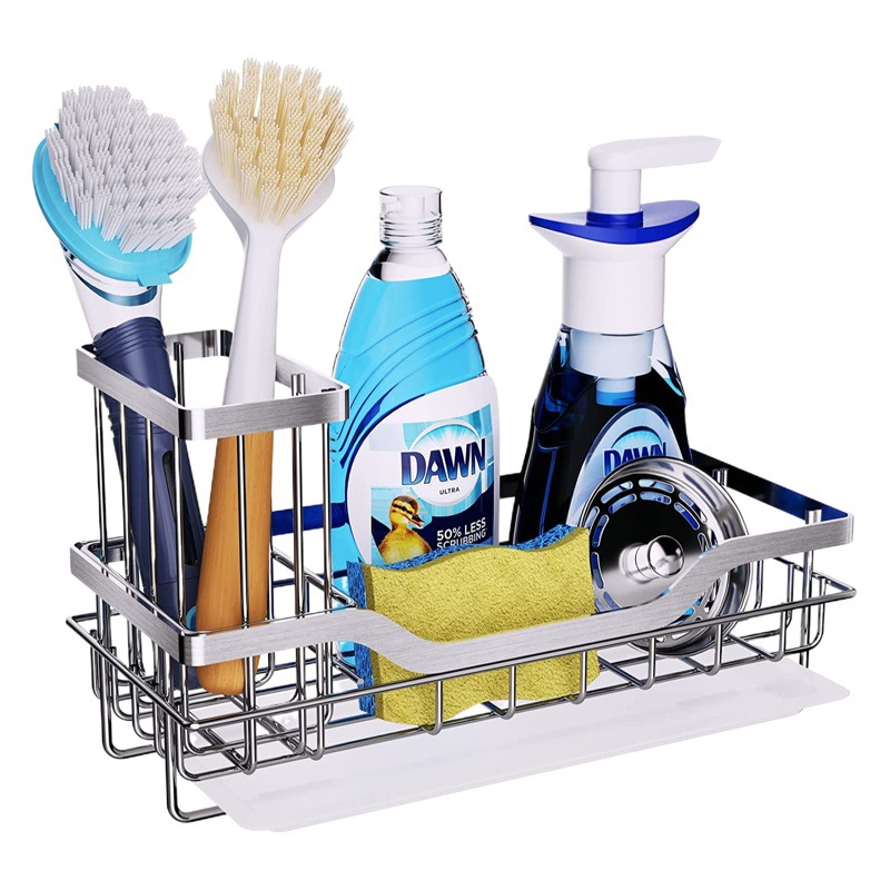 Fregadero de la cocina de acero inoxidable estante de almacenamiento drenante estante de trapo estante de almacenamiento de esponja sin perforar estante de drenaje de encimera