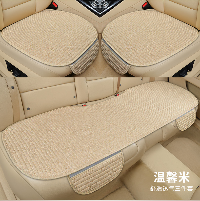 New Universal Linen Car Seat Cushion, Breathable Cotton-Linen Anti-Slip Seat Cover for All Seasons, Simple Design
