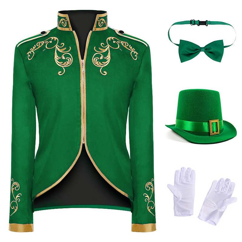 Halloween Costume St. Patrick's Day Irish Carnival Party Prince Dress Embroidered Men's Jacket Stage Costume