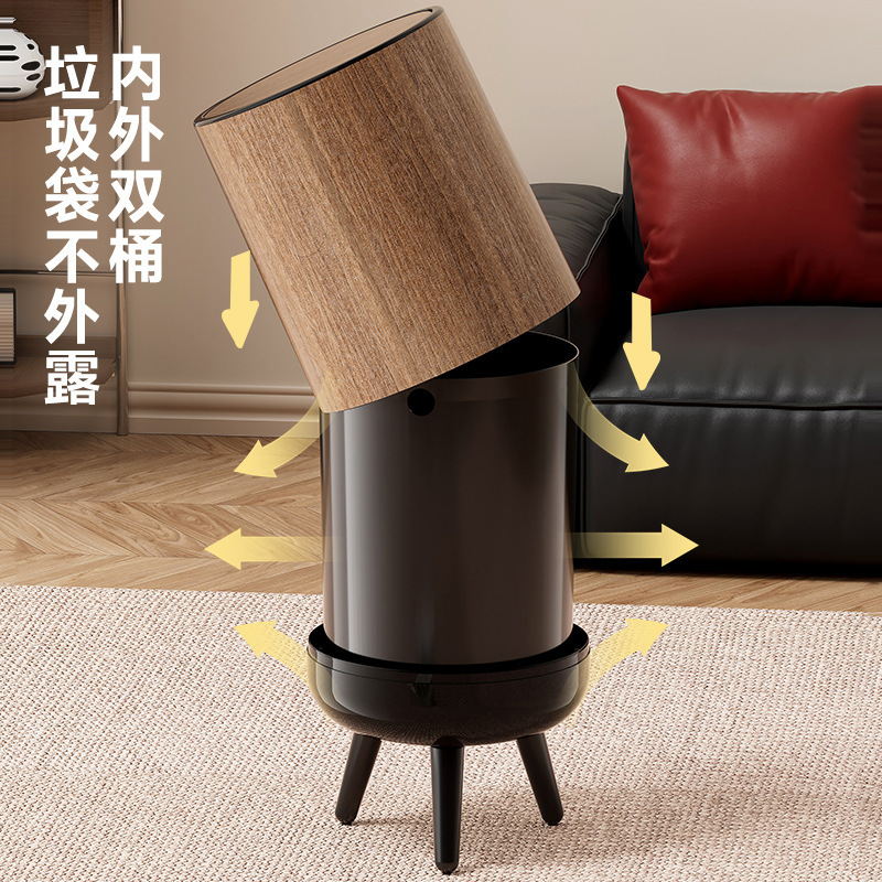 ♔ Large Household Trash Can with High Capacity and Stylish Design for Living Room, Kitchen, and Bathroom, with Lid and High Legs, No Need to Bend over to Use