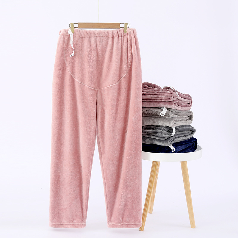 Winter Thickened Flannel Pregnant Women's Pants Fleece-lined Thickened Large Size Loose Outer Wearable Adjustable Pregnant Women's Pants