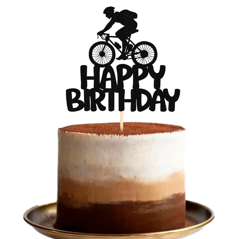 Bicycle Fitness Sports Birthday Party Theme Cake Plug-In Baking Decoration Supplies