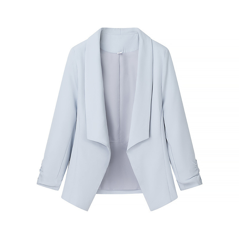2025 Summer New French Commuter Style Pleated Slim-Fit Slimming Solid Color All-Match Small Suit Jacket