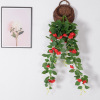 Simulation rattan gold bell willow wall hanging decoration rose fake flower rattan strip living room wall hanging wall plastic green plant