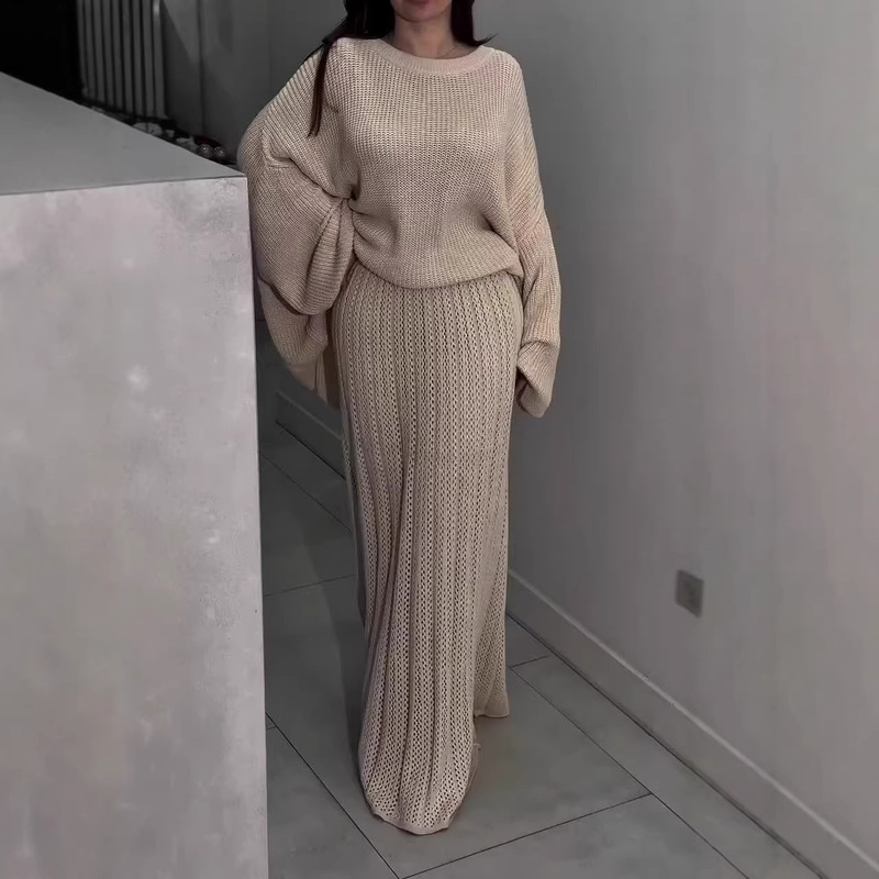 Amazon European and American Cross-Border 2025 Winter New Simple, Gentle, Lazy Long-Sleeved Long Skirt Suit Dress for Women Amazon European and American Cross-Border 2025 Winter New Simple, Gentle, Lazy Long-Sleeved Long Skirt Suit Dress for Women