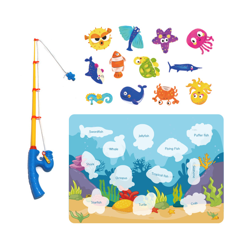 Fabricantes de comercio electrónico transfronterizo suministran juguetes de pesca magnéticos para niños al por mayor, peces personalizables a granel, exclusivamente para ventas transfronterizas.