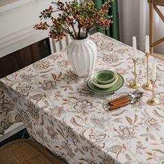 Imanqi Yun Tablecloth Flower Print Tablecloth Rustic Fabric Cotton Yellow Rectangular Direct Manufacturer Supply