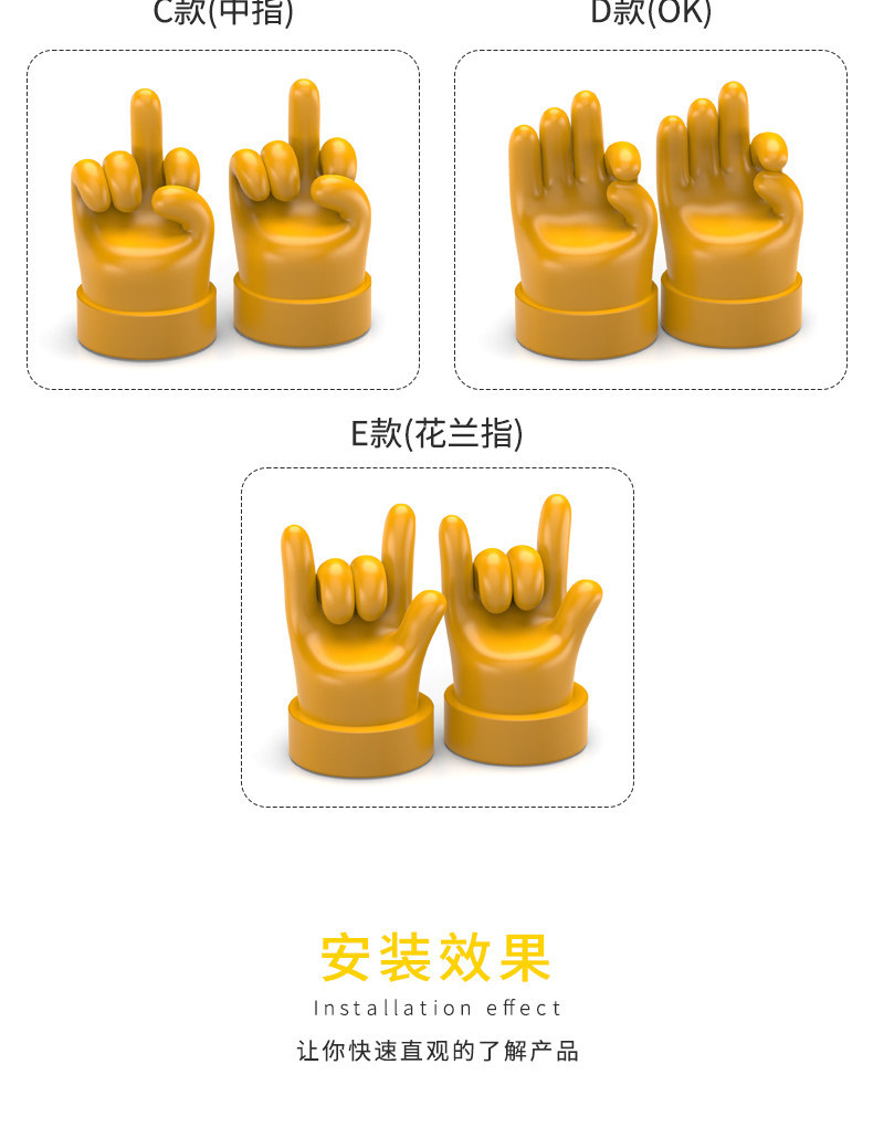 Trendy Brand Hand Gesture Tire Valve Caps for Cars, Electric Vehicles, Motorcycles, and Automobiles, Universal Valve Core Covers, Personalized Decoration
