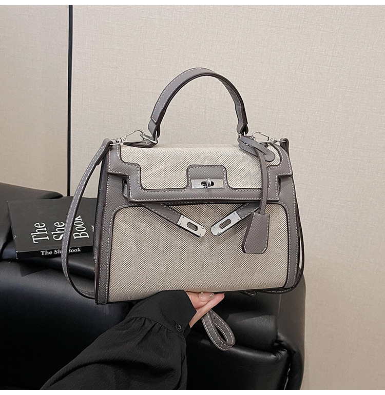 Bolsos para mujer 2025 nuevo estilo transfronterizo costura de color en contraste bolso Kelly de mano moda de alta gama bolso de mensajero de un solo hombro