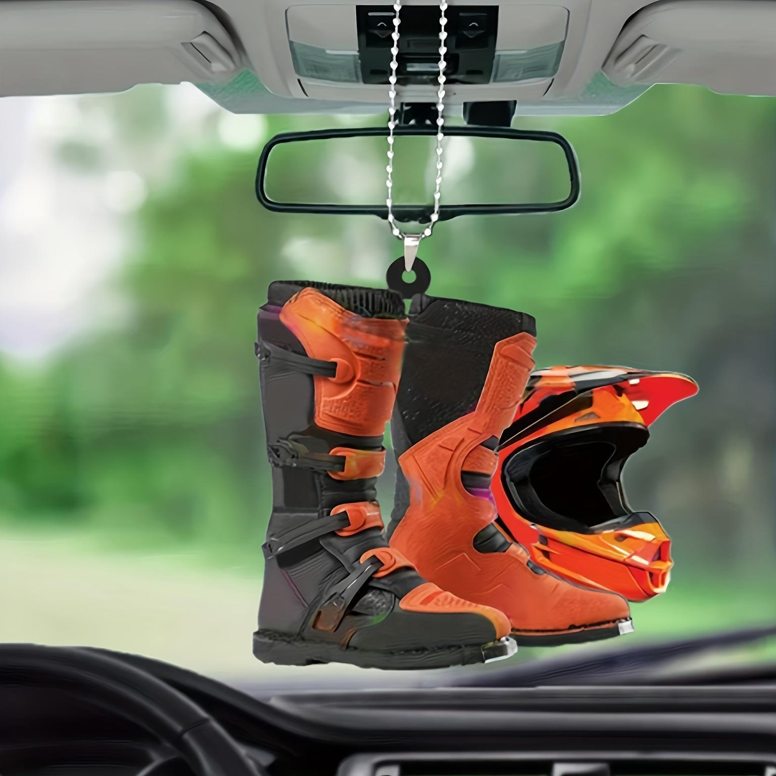 24 años de nuevo casco creativo botas de rally acrílico colgante plano espejo retrovisor de automóvil colgante de Navidad