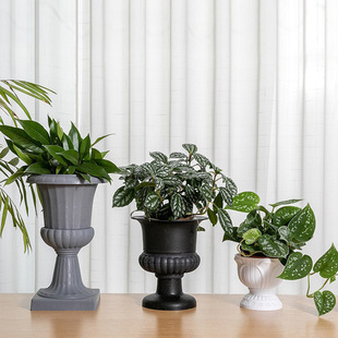 Green Vase Flower Pot Decorative Roman Column Flower Pot Split Trophy Shape Wedding Flower Shop Matte Factory Wholesale