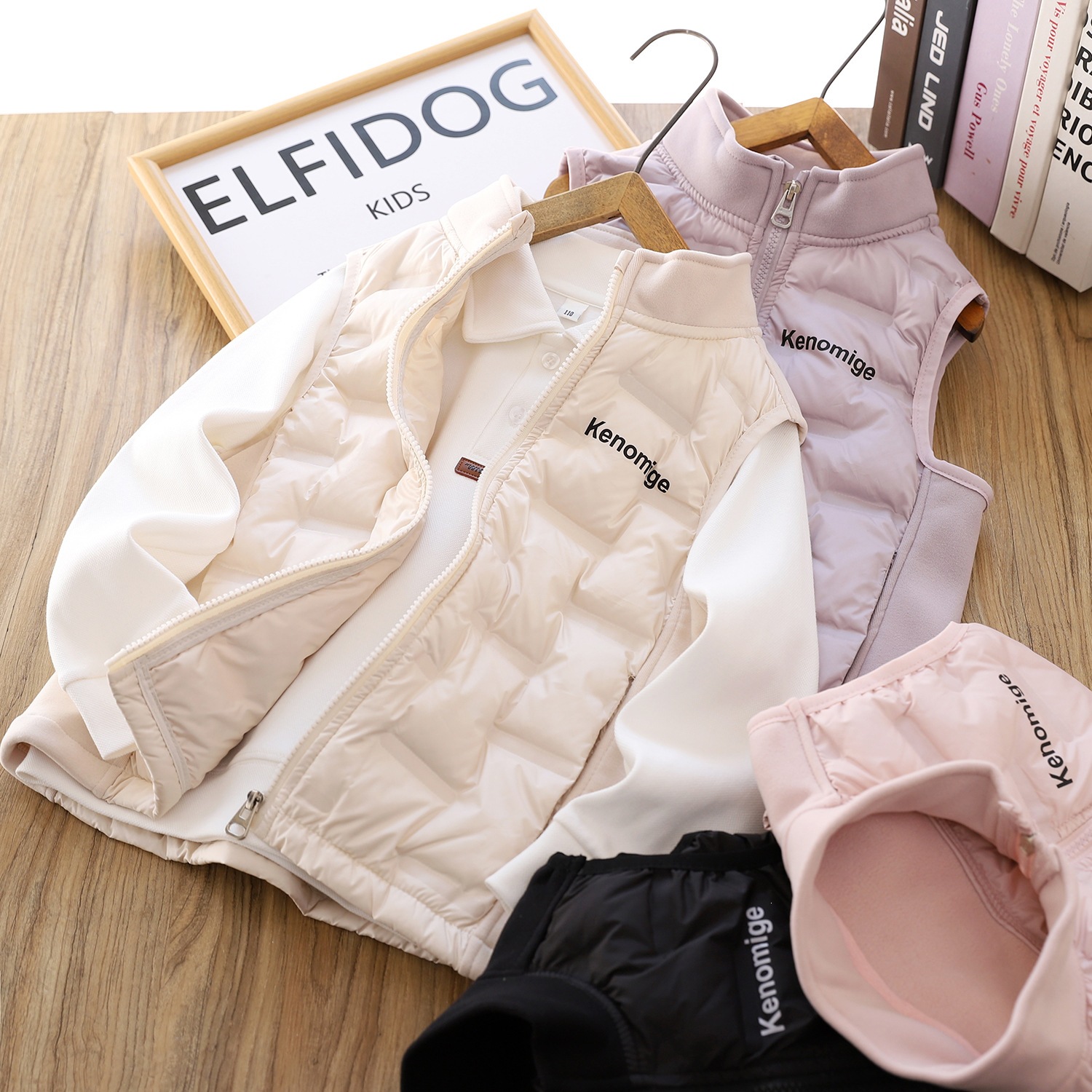 2026 Winter Children's Down Vest, Unisex, for Boys and Girls, Zippered, 90% White Duck Down, Warm, Stand-up Collar