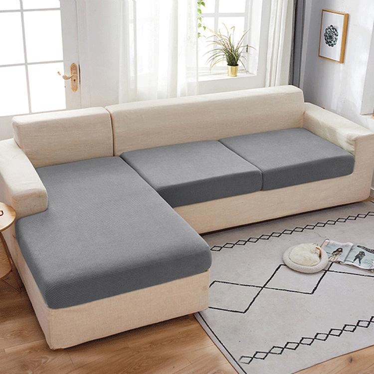 Funda de cojín de sofá de forro polar elástico de color sólido para venta al por mayor transfronteriza, funda universal para sofá con diseño de grano de maíz.