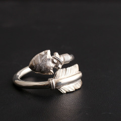 Handmade solid silver bow tie ring in Takahashi Gorō style, 925 sterling silver, personalized trendy men's open ring