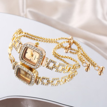 外贸爆款手链镶钻石英装饰腕表时尚精致高级方形手表直播热卖批发