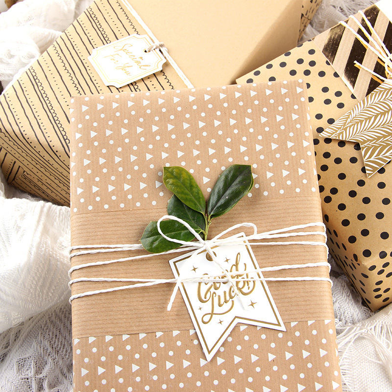 Papel de regalo para envolver regalos de San Valentín, cumpleaños, papel de regalo retro amarillo kraft, caja de regalo simple de alta gama