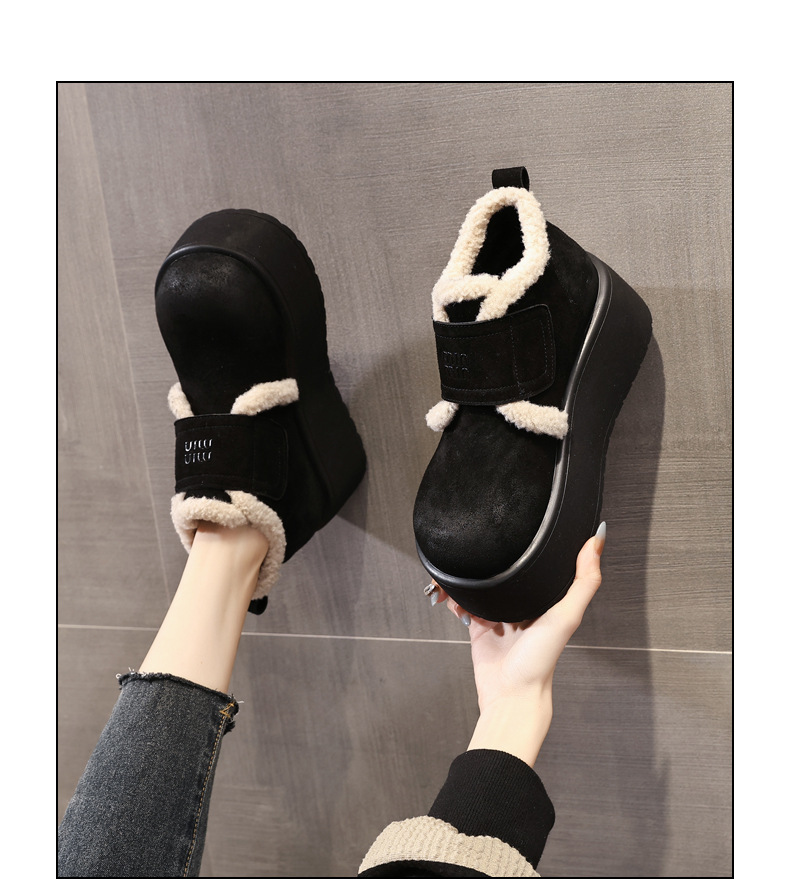 Giày boot nữ cổ cao tăng chiều cao đế dày lót nhung giữ ấm mùa đông — Màu đen chi tiết 17