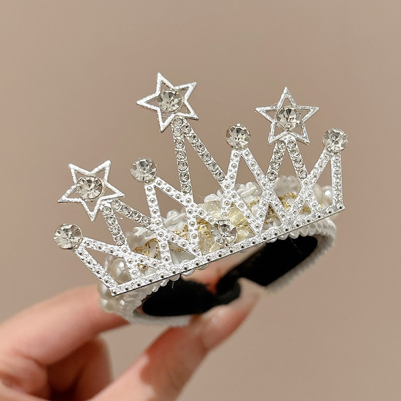 Cabecera de la corona para niños con bola de cola de caballo cabeza de botón de cola de caballo para niñas cumpleaños festivos artefactos de pelo de Navidad adornamientos de pelo