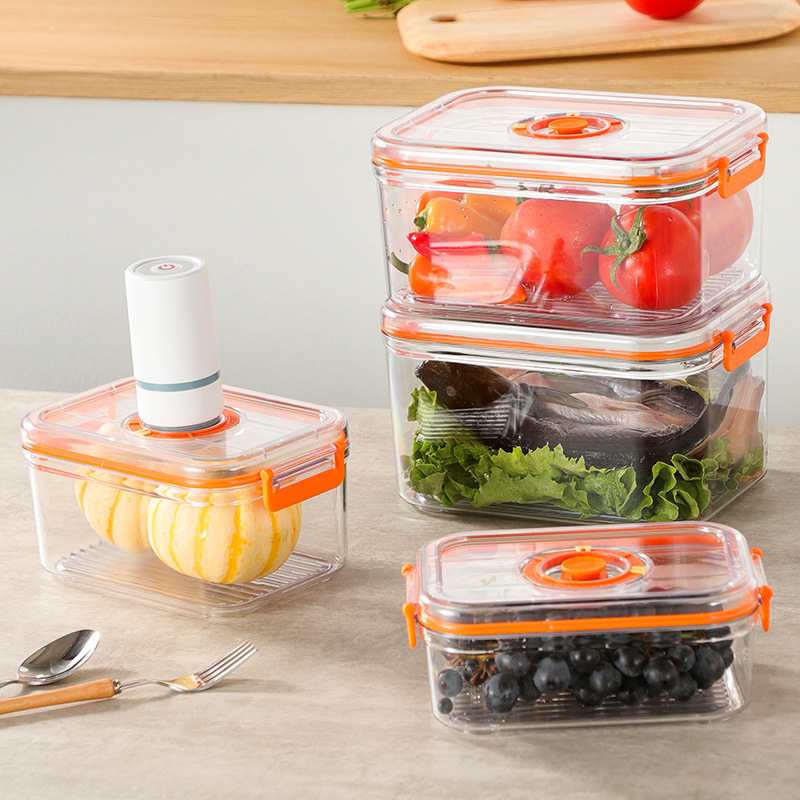 Refrigerador doméstico vacío caja de preservación de frutas y verduras de grado alimenticio se puede calentar en microondas sellado caja de plástico fresco