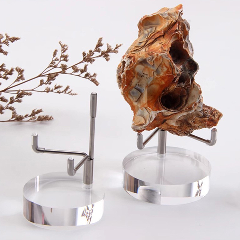 Estante de exhibición de cristal auténtico de nuez de alta calidad ornamentos de jade minerales juegan con estantes de jade estante de cabeza de mineral