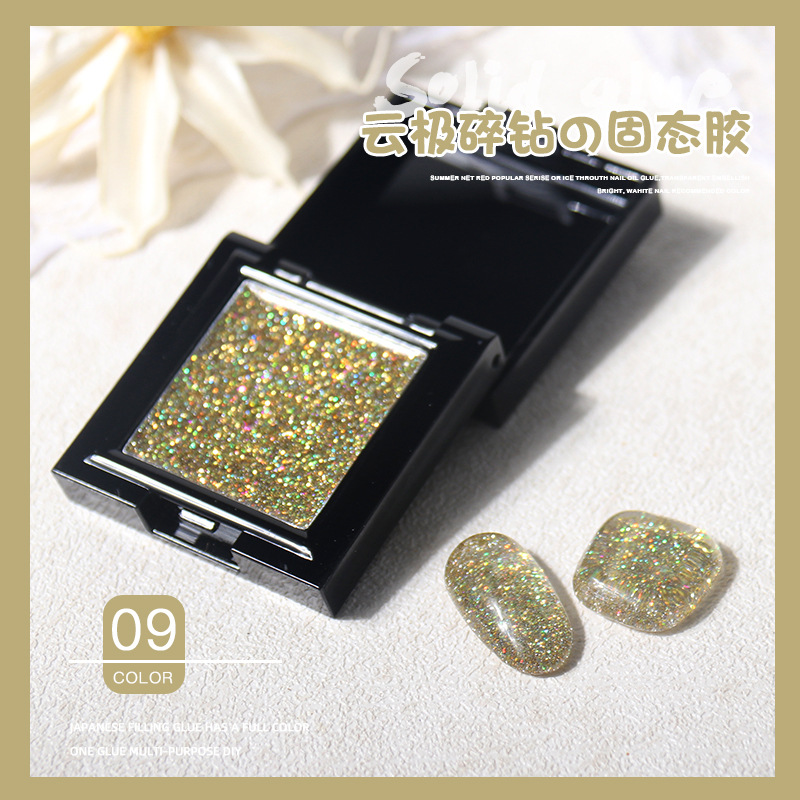 Nuevo arte de uñas nube Polo roto diamante pegamento sólido disco flash polvo esmalte de uñas pegamento sueño lentejuelas pegamento sólido Otoño e Invierno popular