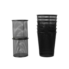 Metal Pen Holder Wholesale Simple Pen Cup Storage Iron Mesh Office Desk Honeycomb Storage Box Round Creative