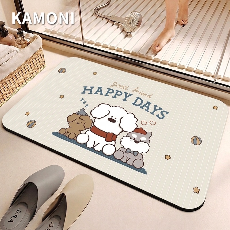 Cartoon-style high-end bathroom mat, diatomite absorbent floor mat for washbasin and toilet entrance, non-slip and dirt-resistant Cartoon-style high-end bathroom mat, diatomite absorbent floor mat for washbasin and toilet entrance, non-slip and dirt-resistant