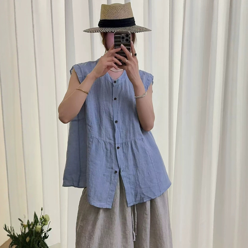 2026 Summer New Linen Sleeveless Top for Women, Old Money Style Loose and Elegant Versatile Linen Cardigan Shirt for Women 2026 Summer New Linen Sleeveless Top for Women, Old Money Style Loose and Elegant Versatile Linen Cardigan Shirt for Women