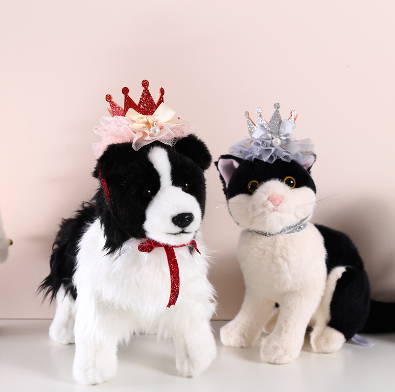 El comercio exterior del animal doméstico corona de cumpleaños partido sombrero encaje gato perro conejo decoración lentejuelas princesa tocado Navidad