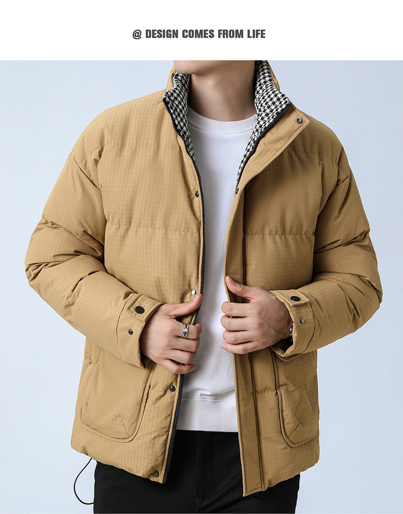 Veste en coton ample à col montant pour homme, vêtement d'hiver épais et chaud, version coréenne_voghion.com