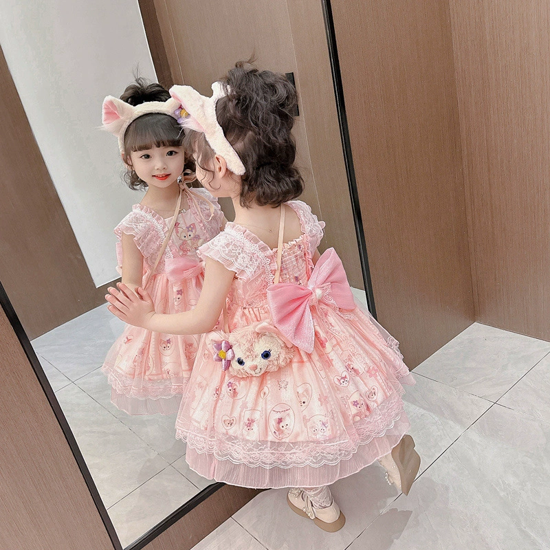 Children's summer small princess costume, short sleeve dress, girl's skirt, Lolita style, tutu skirt