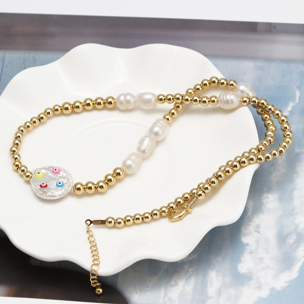 1 Piece Simple Style Geometric Eye Pearl Womenu0027S Necklace