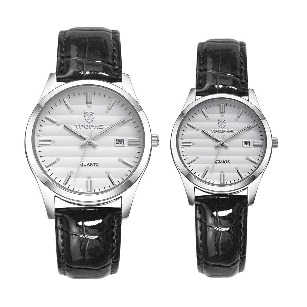 Tpofhs Waterproof Quartz Watch High-End Calendar Luminous Belt Watch Wholesale Dropshipping Couple Watch