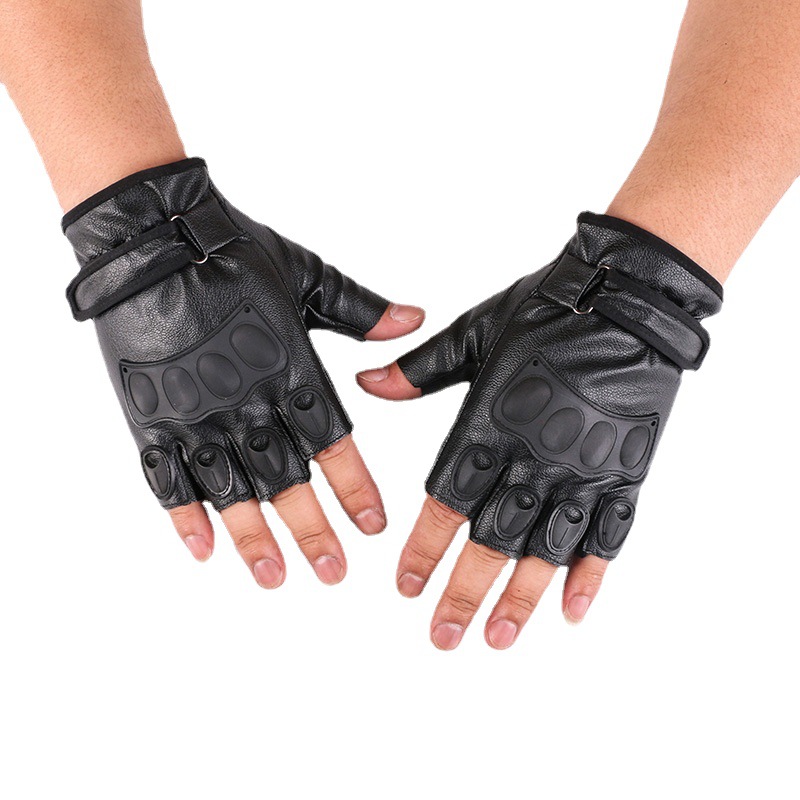 Deportes ciclismo medio dedo guantes nuevos hombres y mujeres moda transpirable bicicleta táctica al aire libre fitness pu guantes de cuero
