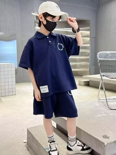 Children's Summer New Men's Polo Shirt Set, Loose and Stylish, Trendy for Older Kids, Two-Piece Set