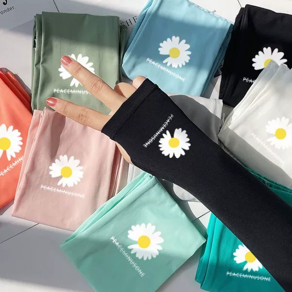 Sun Protection Arm Sleeves for Couples, Summer Ice Sleeves for Women, Uv Protection Ice Silk Arm Sleeves, Outdoor Cycling, Breathable Daisy Design