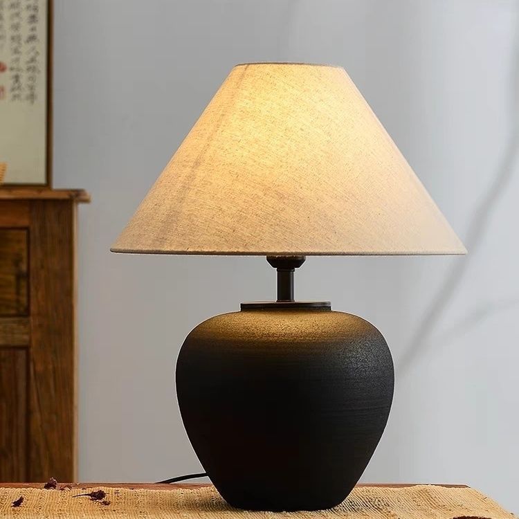 Table Lamp Bedside Lamp Bedroom Guesthouse Hotel Living Room Japanese Retro Style Clay Pot Decorative Ornament Nightstand