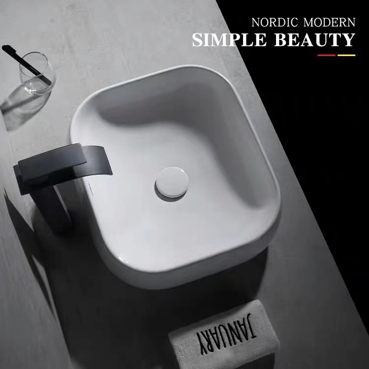 lavabo de cerámica de moda nórdica lavabo de arte lavabo oval blanco lavabo