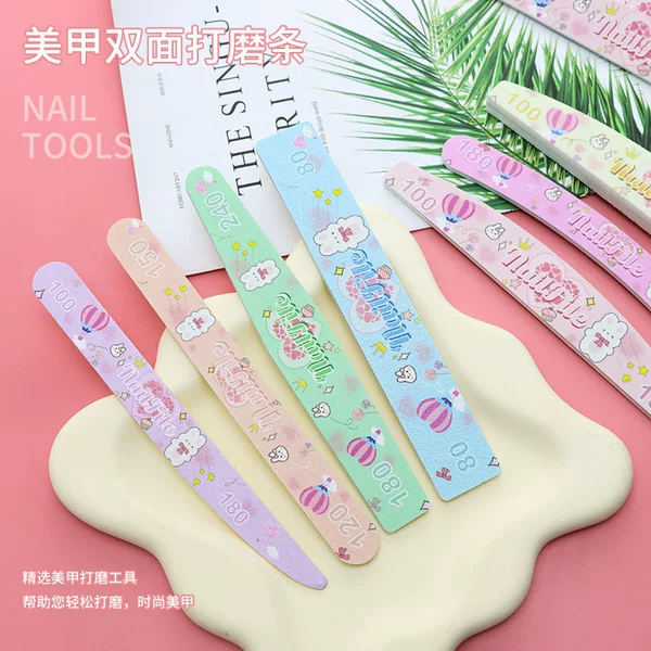 Color printing nail file cute cartoon rabbit rubber plate nail rubbing double-sided nail rubbing tool sand