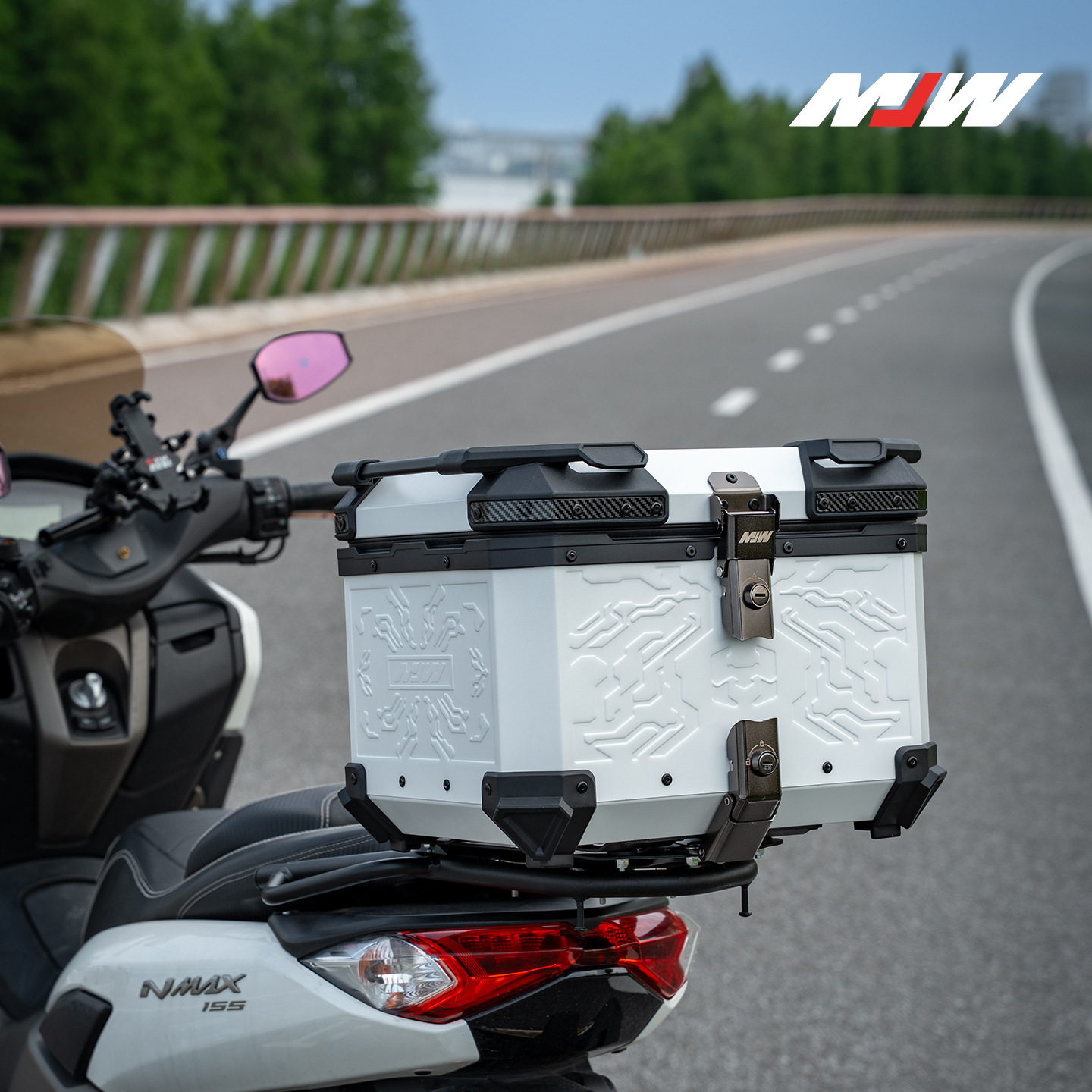 45Lmjw Beast Four-Sided Embossed Motorcycle Quick-Release Aluminum Alloy Embossed Tail Box for Scooter and Electric Vehicle