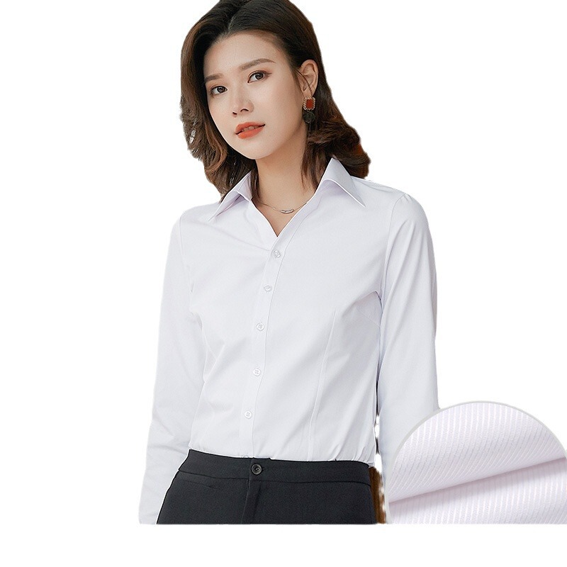 白いシャツの女性の長袖の新型の職業の仕事服の白い面接のシャツの気質の職業はスーツのシャツの作業服を詰めます。|undefined