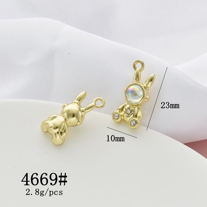 10 Pcs/package Cute Rabbit Astronaut Alloy Plating Inlay Pendant Jewelry Accessories display picture 9